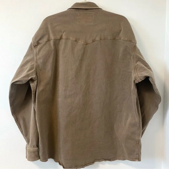 Poncho Cotulla Performance Denim Western Pearl Snap Shirt BrownWorkwear Outdoors - Picture 3 of 13